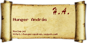 Hunger András névjegykártya